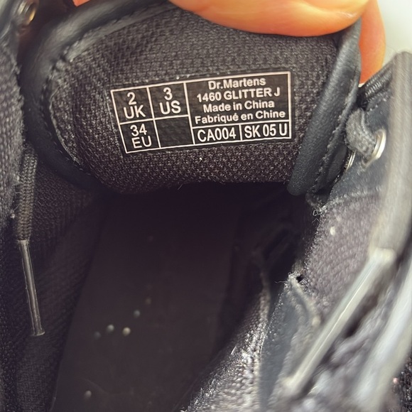 Dr. Martens Kids Lace up Zipper Boots Chunky Glitter 1460 Black Purple Pink US3 - Picture 8 of 9